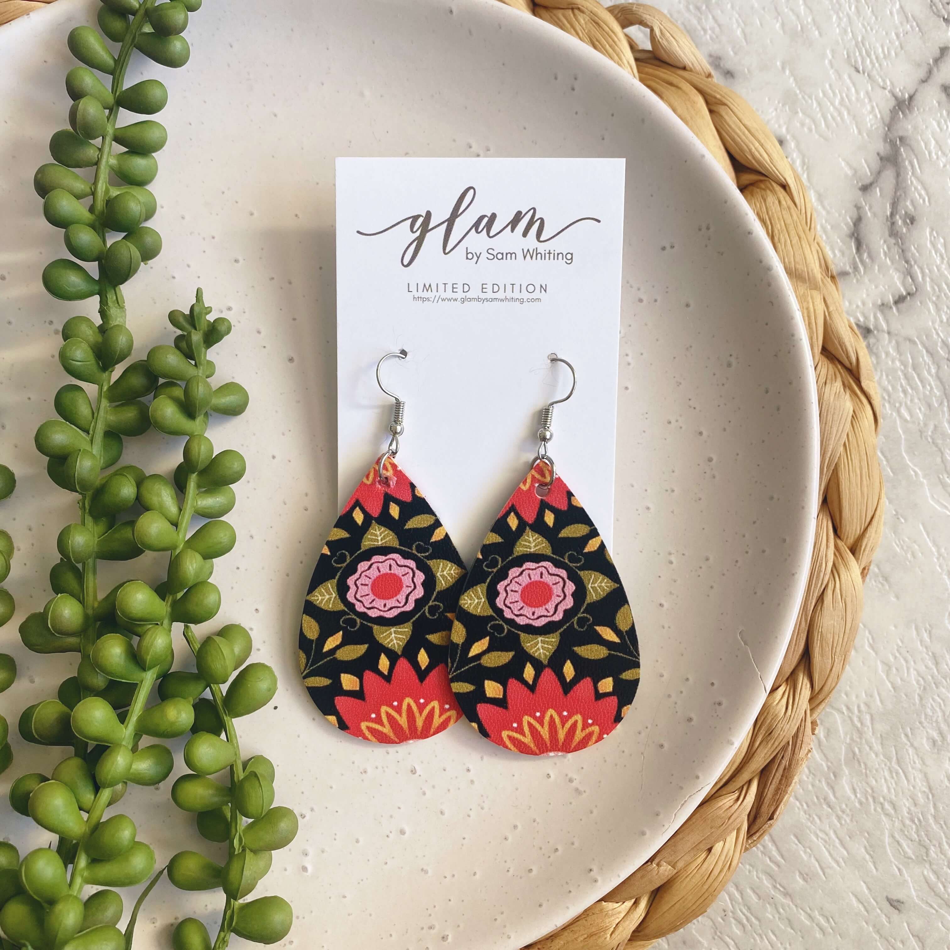 Painted deals leather earrings