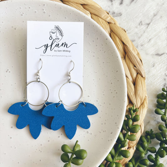 Aegean Blue Lotus // Leather Earrings