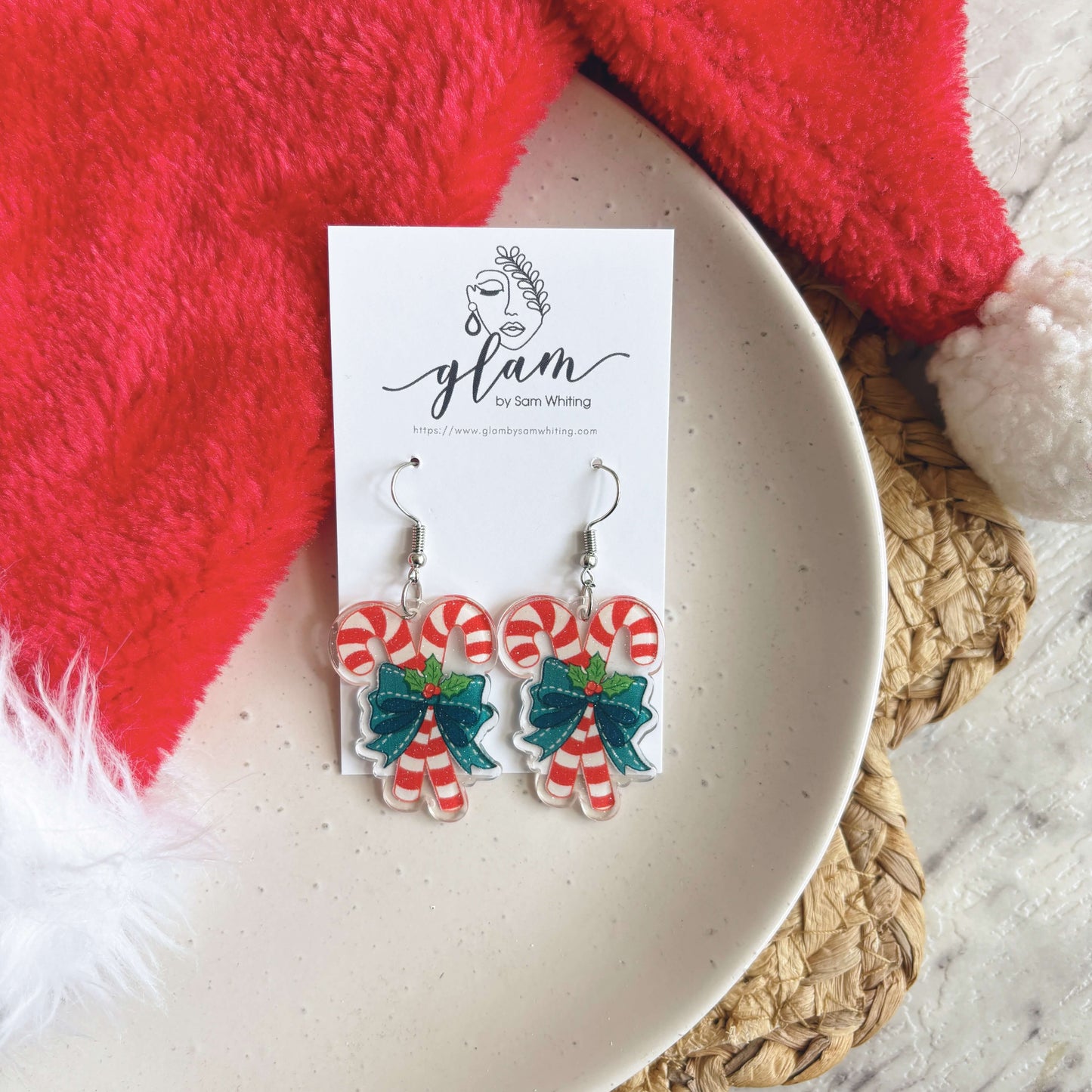 Candy Cane Dangles // Acrylic Earrings