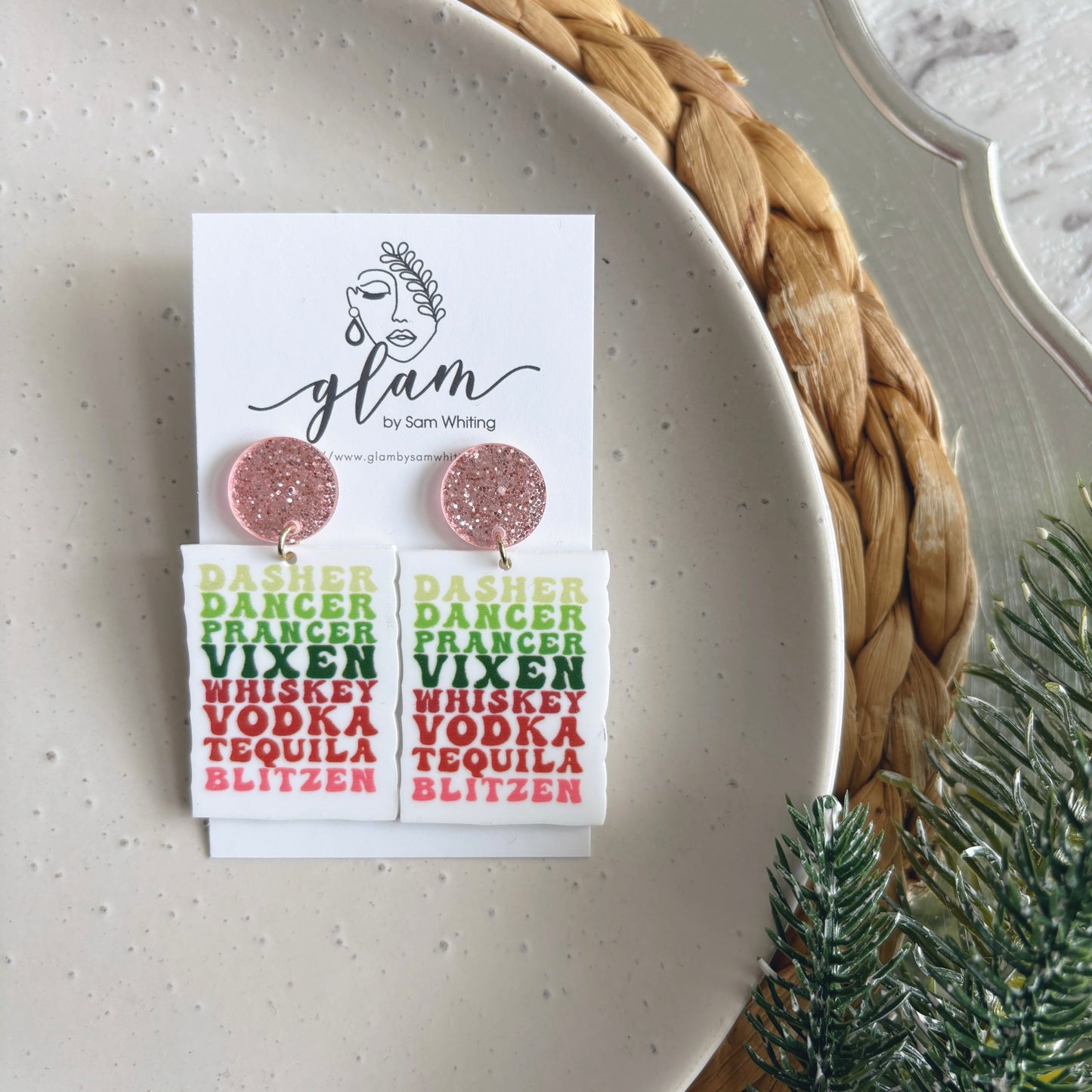 Boozy Christmas Studs // Acrylic Earrings