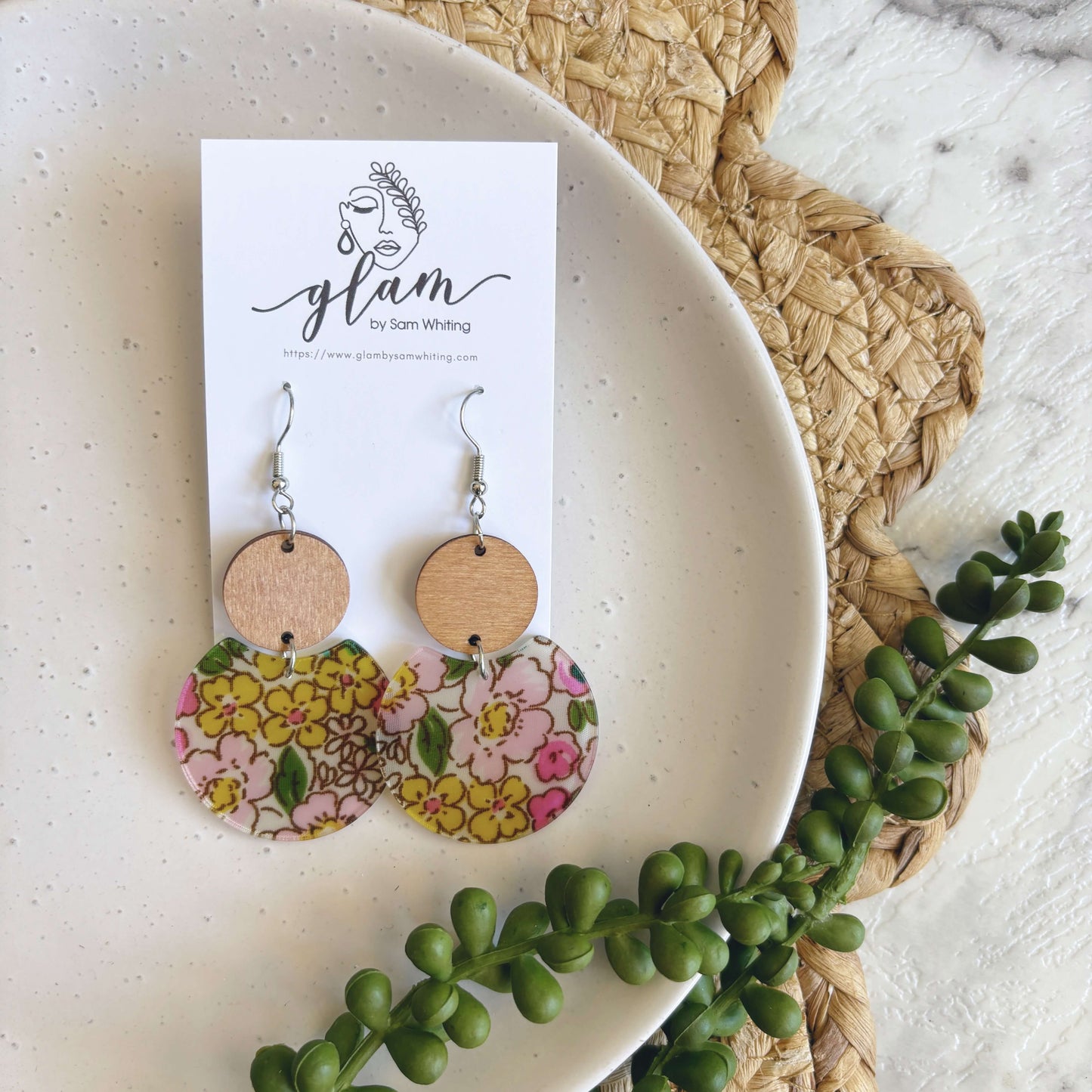 Floral Cresents // Acrylic Dangles