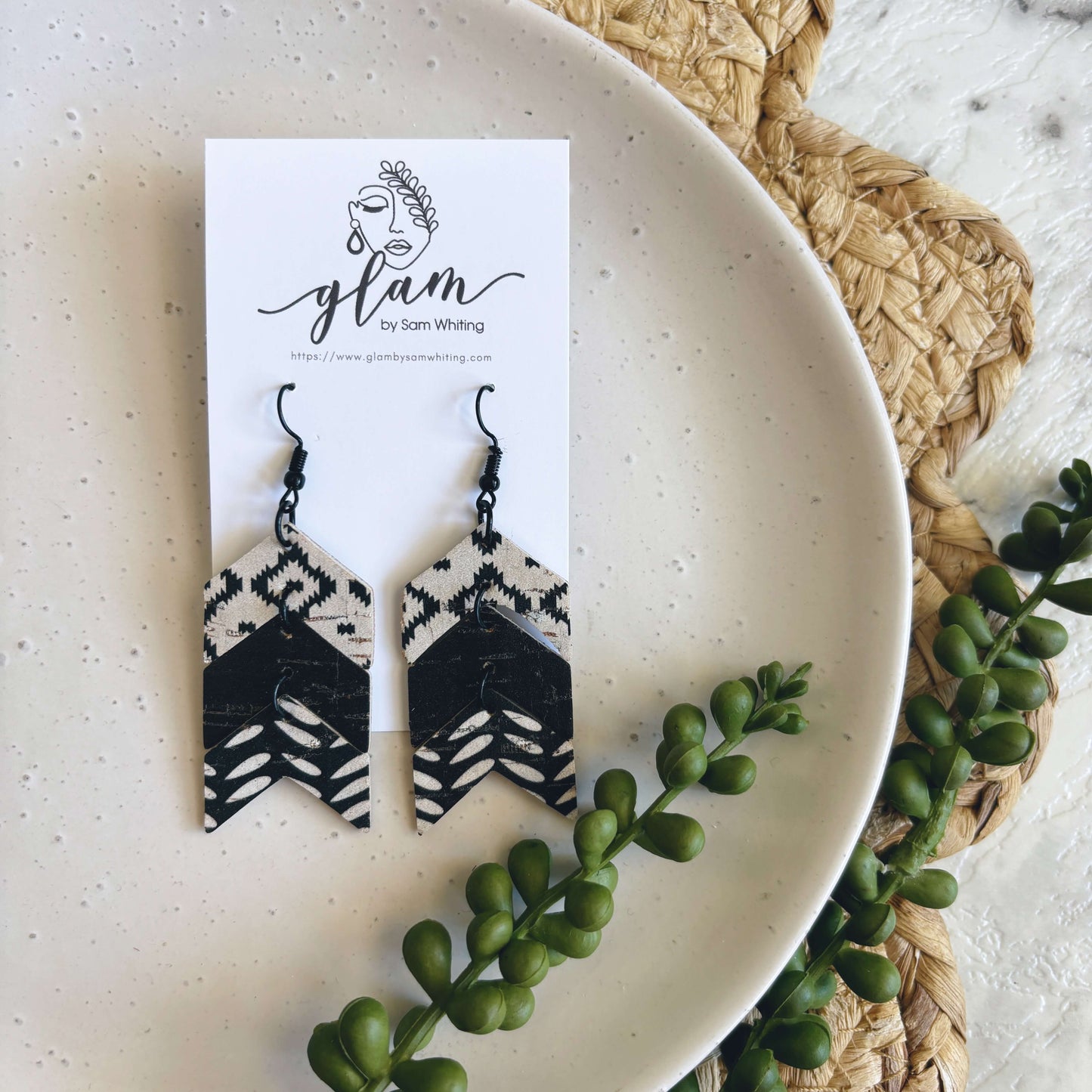 Aztec Arrows // Leather Earrings