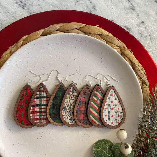 Timber Framed Teardrops // Christmas Earrings