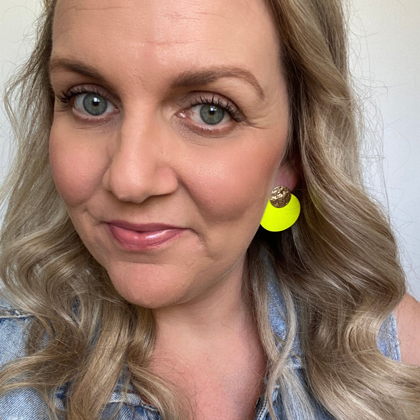 Fluro Circle Stud // Leather Earrings