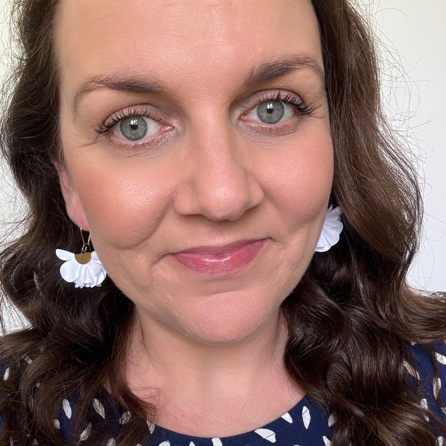 White Limestone Flutters // French Hook Earrings selfie