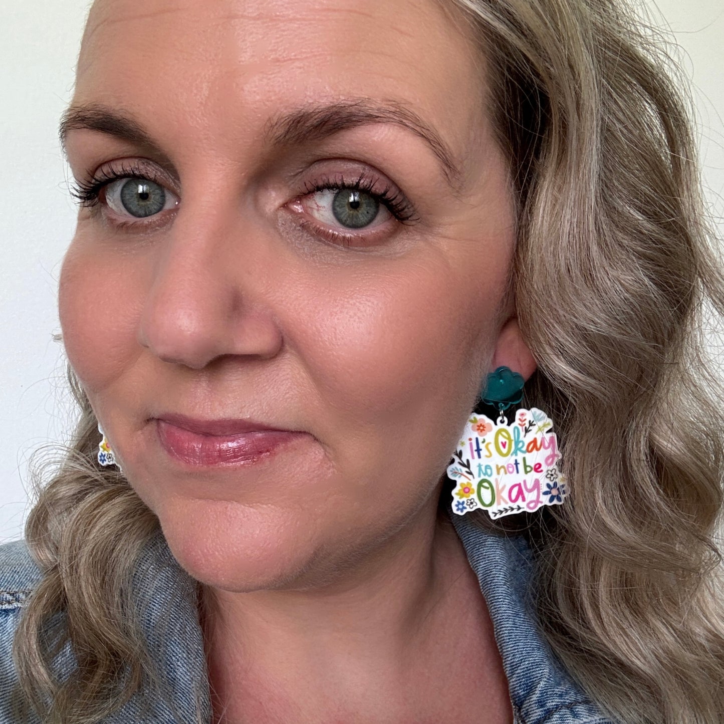wellbeingn mental health stud earrings acrylic dangles