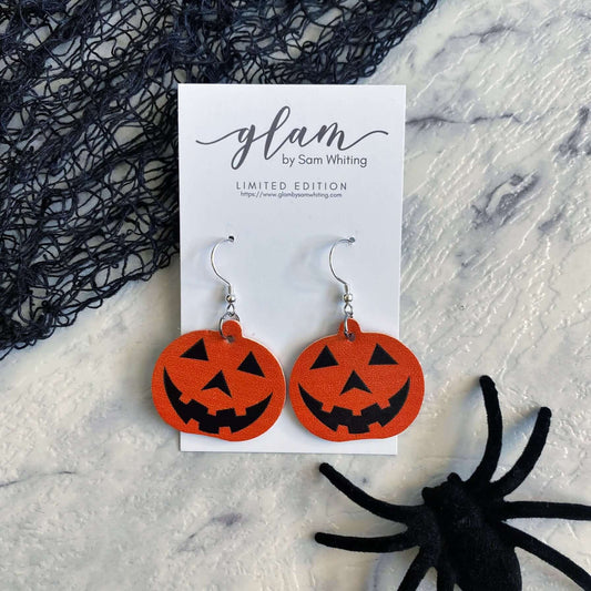 Pumpkin Dangles // Leather Earrings