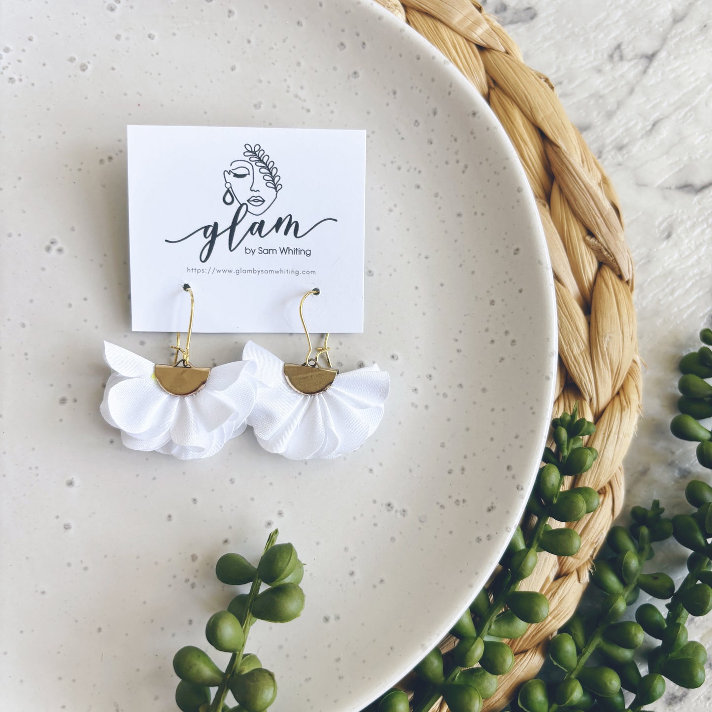 White Limestone Flutters // French Hook Earrings