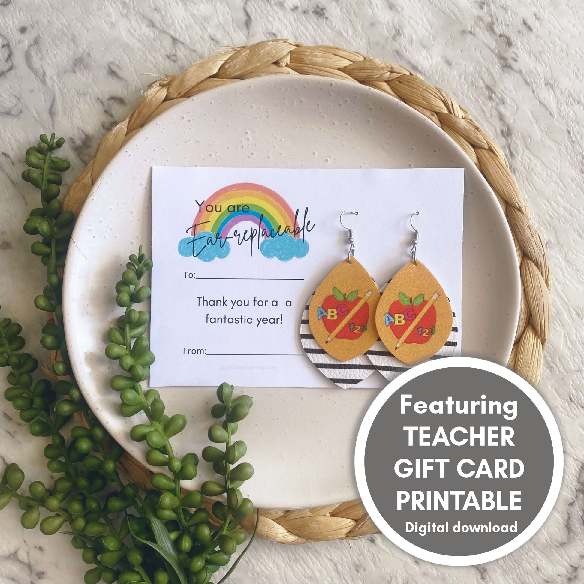 Teacher Double Layer leather earrings on a silver coloured hook. Perfect for Teacher Appreciation gifts.