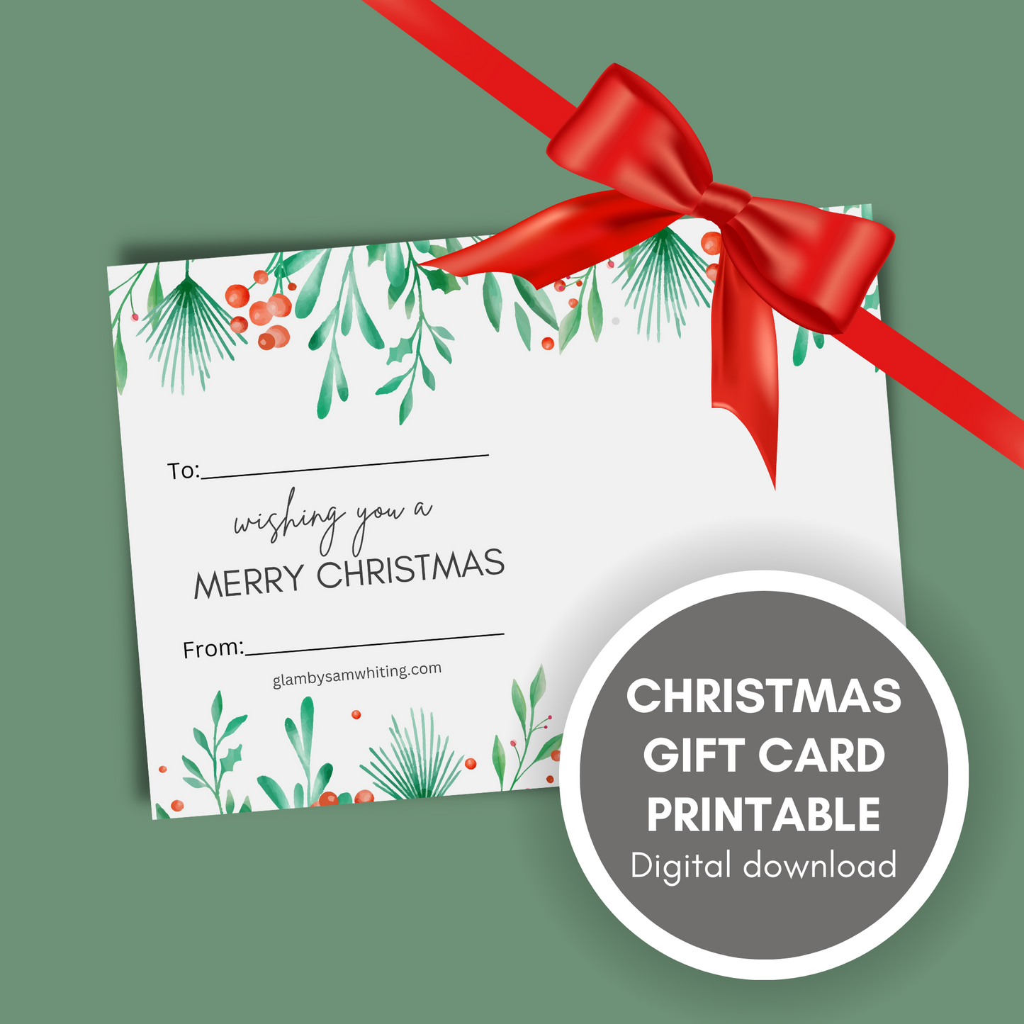 Christmas Earring Gift Card Printable // Digital Download